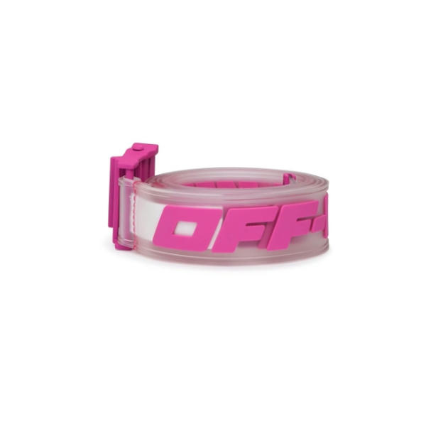 Off-White Logo Printed Industrial Buckle PVC Belt Fushia Pink DO58203013