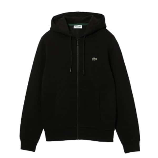 Men's Lacoste Black Kangaroo Pocket Fleece Hoodie Sweatshirt AA45025021
