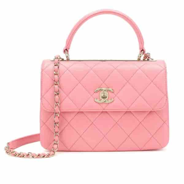 Chanel Pink Quilted Lambskin Small Trendy CC Top Handle Flap Bag Gold BA80026003