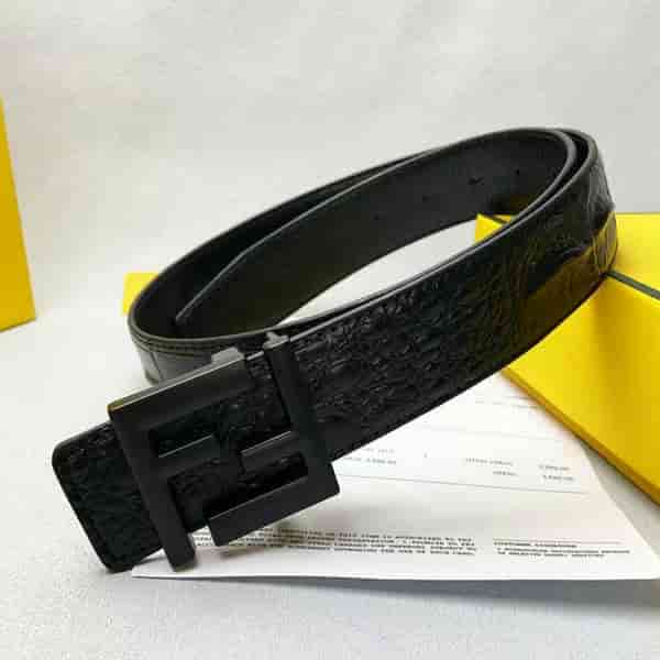 Fendi Black Leather Reversible Belt DO60242004