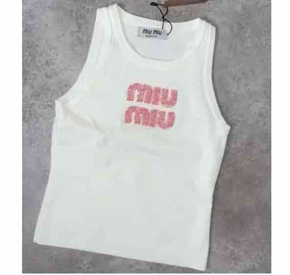 Miu Miu Tank Top Hvid Pink AO90107001