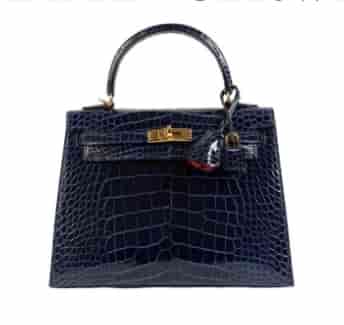 Hermes Kelly Sellier 25 Aubergine Shiny Niloticus Crocodile Gold Hardware BC80030005