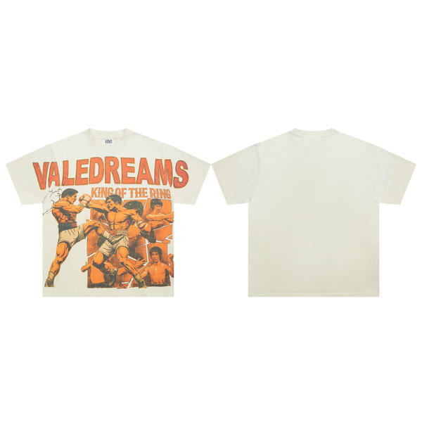 Vale Live White Ink Direct Spray Stir Fried Salt Ma Liu Vintage Trendy T-shirt AO65108041