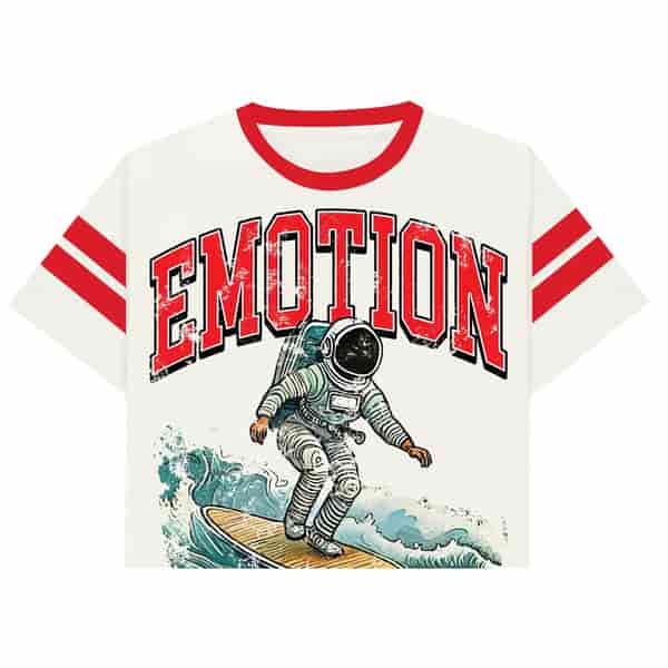MIXED EMOTION Retro Astronaut Surfing T-shirt AO58117021