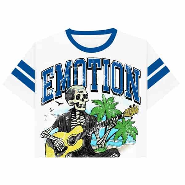 MIXED EMOTION Retro Skeleton Playing T-shirt AO58117022