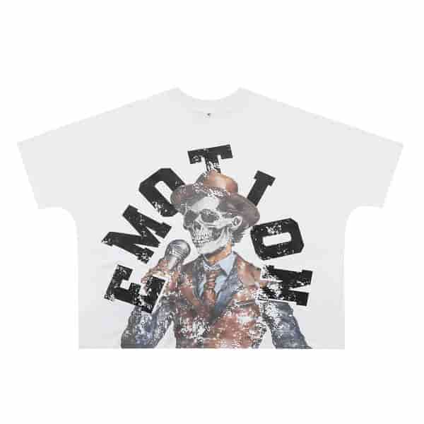 MIXED EMOTION Skeleton Singing Letter Printed T-shirt AO58117014