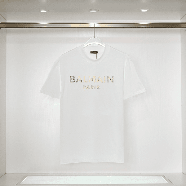 Balmain Golden Letter Short Sleeved Shirt AO70077007